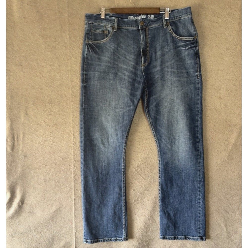 Wrangler Retro Slim Boot Jeans Mens 38x32 Blue Med‎ Wash Fade - SIZE NOTE